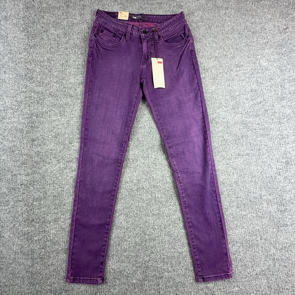 Y2K Levi's 535 Leggings Juniors 5 Purple Ultra Low Rise Stretch Denim Jegging
